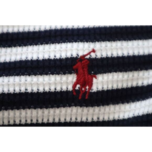 Polo Ralph Lauren Boy's Sz M (10-12) Cream/Navy Striped Waffle-Knit L/S Shirt - Picture 5 of 7